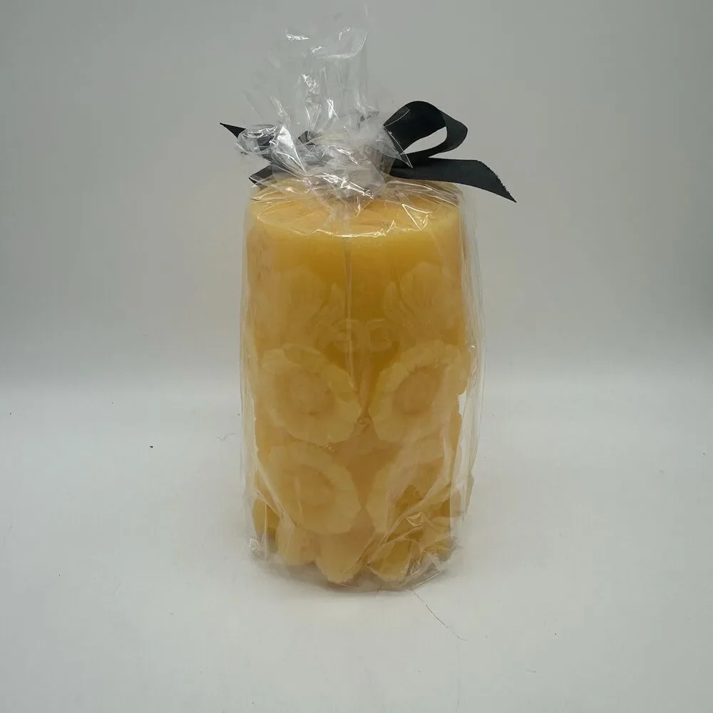 Ashland Flower Pillar Candle Yellow Floral Decorative Candle